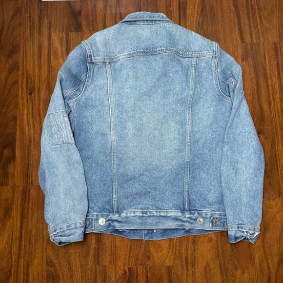 ALLSAINTS Distressed Denim Jacket Men's Size Small Blue Jean Jacket - Picture 2 of 6